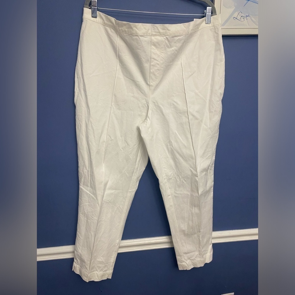 Isaac Mizrahi 24/7 Stretch Ankle Pants Pin Tuck Bright White 20W